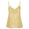 thumbnail image 5 of Frostluinai Vest Tops for Women Sequined Spaghetti Strap Camisoles V Neck Sleeveless Tank Tops Sparkly Holiday Party Vests Solid Color Camis, 5 of 5