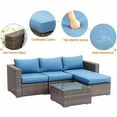 thumbnail image 4 of CozyHom 6 Pcs Outdoor Patio Wicker Rattan Furniture Set Sectional Conversation Sofa Set With Coffe Table And Cushions, Blue, 4 of 13