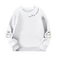 thumbnail image 2 of JUSLIO Girls Sweatshirts Fall/Winter Solid Color Hoodless Sweatshirt Fall/Winter Casual Long Sleeve Tops Sweatshirts White(11 Years）, 2 of 5