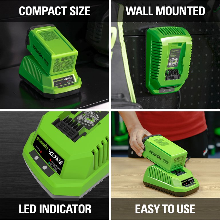 Greenworks G-MAX 40V Lithium-Ion Battery Charger, Longer Run Time