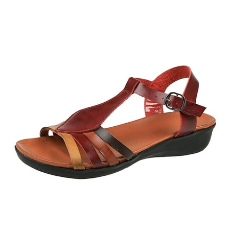 

Pimfylm Fuzzy Slippers Women Women s Summer Sandals Casual Comfortable Flip Flops Beach Shoes Ankle T-Strap Thong Elastic Flat Sandals for Women Brown 7.5