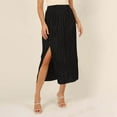 thumbnail image 2 of Women's 2025 A-Line Midi Skirt – High Waisted Elastic Waist Flowy Swing Skirt with Pockets, Lightweight Summer Pleated Skirt for Casual/Beach Wear, 2 of 8