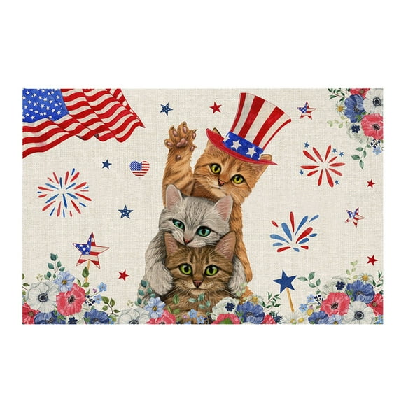 Warehouse Sunflower Door Mats Outside Independence Day Doormat Rustic American Patriotic Gnomes and Flag Colorful Floral Indoor Doormat 4 Of July Patriotic Floor Mat Low Profile Rug for Home Office