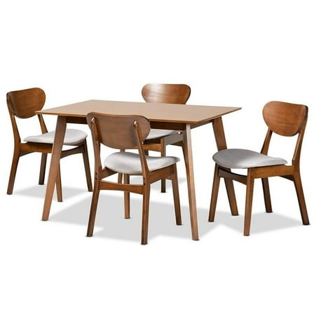 Bowery Hill Grey Walnut Brown Finished Wood 5-Piece Dining Set