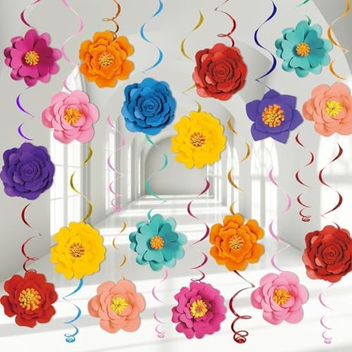 60Pcs Mexican Fiesta Party Decorations Mexican Floral Hanging Swirl Mexican Banners for Fiesta Theme Party Supplies Birthday Baby Shower Decorations（Flat Cardstock NOT 3D）$$Electronics Accessories
