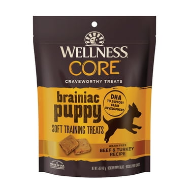 Wellness CORE Brainiac Puppy Soft Training Dog Treats, Grain Free, Beef & Turkey, 5 Ounce Bag