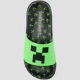 thumbnail image 3 of Minecraft Boys' Sport Slide Sandals, Indoor Outdoor Pool Slide, Black/Green, Size 5/6 Big Kid, 3 of 6