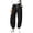 Black, variant on Zulora Women's Drawstring Elastic Waist Barrel Pants Casual Cropped Joggers with Pockets Loose Straight Leg Lounge Trousers for Daily Wear