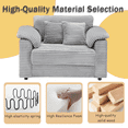 thumbnail image 4 of Luxurious Corduroy Single-Seater Sofa, with Thick Armrests, Equipped with Movable Storage Feet and USB Interface, Gray, 4 of 5