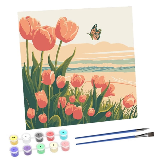 Pintura Por Números Para Adultos, Kits De Pintura Por Números Para Niñas Adultas Sobre Lienzo, Flores, Kits De Pintura Para Niños Principiantes, 16 X 20 Pulgadas, Kits De Pintura Al óleo