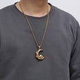 thumbnail image 3 of HZMAN Mens Women Gothic Retro Moon Crescent Skull Stainless Steel Pendant Necklace 22+2 Inch Chain (Gold), 3 of 6