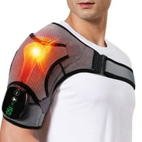 Heated Shoulder Wrap Brace, Cordless Shoulder Heating Pads , Eletric Shoulder Massager with 3 Heating Vibration Settings for Men Women