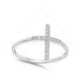 thumbnail image 4 of Clear CZ Cross Wide Bar Christian Ring .925 Sterling Silver Band White Jewelry Female Size 7, 4 of 4