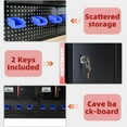 thumbnail image 3 of MIDOQIN Metal Garage Wall Cabinet, Wall Mounted Steel Storage Cabinet with 2 Doors, Pegboard, Hooks, Basket, and Storage Shelf, Black and Red, 3 of 7