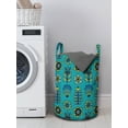 thumbnail image 3 of Abstract Laundry Bag, Folklore Inspired Creative Pattern with Floral and Botanical Elements, Basket with Handles Drawstring Closure for Laundromats, 13" x 19", Sea Blue and Multicolor, by Ambesonne, 3 of 4