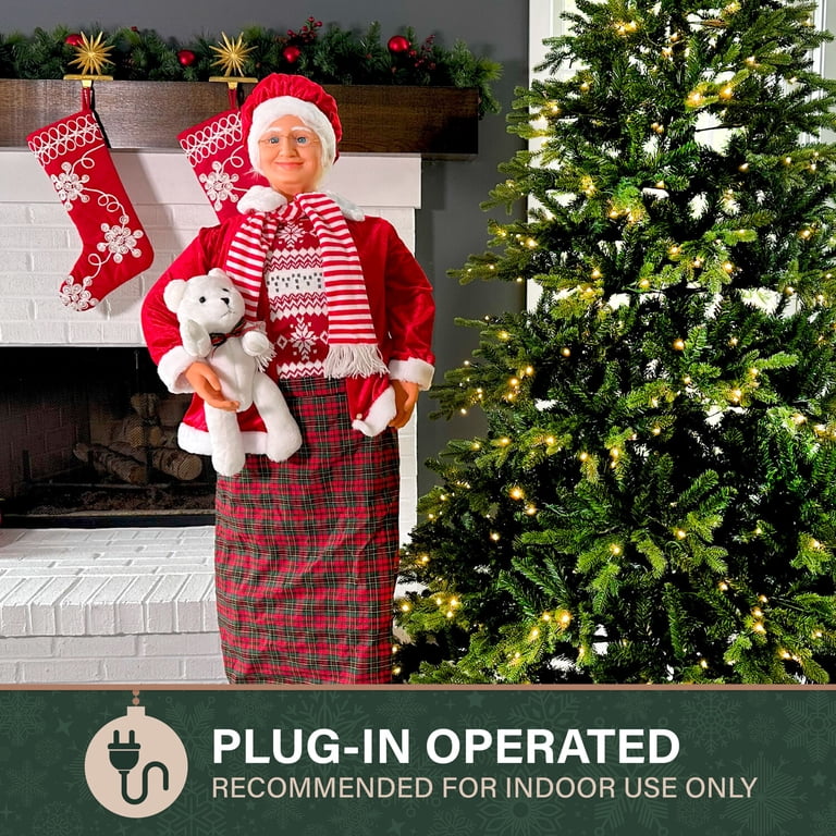 Fraser Hill Farm 4.8 ft Dancing Mrs. Claus Animatronic with Teddy