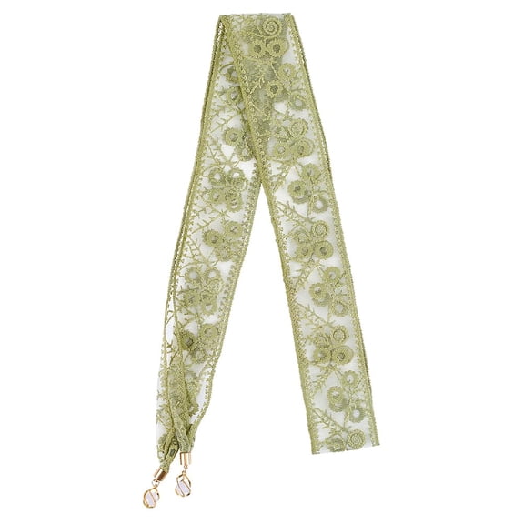 1Pc Green French Lace Headbands Floral Sweet Soft Elegant Head Wrap Lace Hair Ribbons Thin Cotton Polyester Hair Band Headscarf