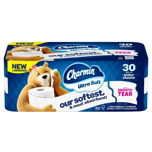 Charmin Ultra Soft Bath Tissue, 2-Ply, 4.5'' x 4.2'', 213 Sheets, 30 Rolls
