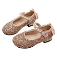 thumbnail image 5 of Splozh Girls Dress Shoes with Bow Cute Shoes for Girls High Heels for Baby Performances Children's Dance Shoes Pink,US 8, 5 of 6