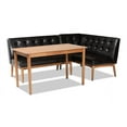 thumbnail image 2 of Baxton Studio Arvid Mid-Century Modern Dark Brown Faux Leather Upholstered 3-Piece Wood Dining Nook Set, 2 of 7