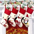thumbnail image 4 of BadPiggies Christmas Stockings Hanging Ornament, 18.5" Large Size Santa Snowman Deer Penguin Non-woven Xmas Character Fireplace Stockings Decorations (Penguin), 4 of 7