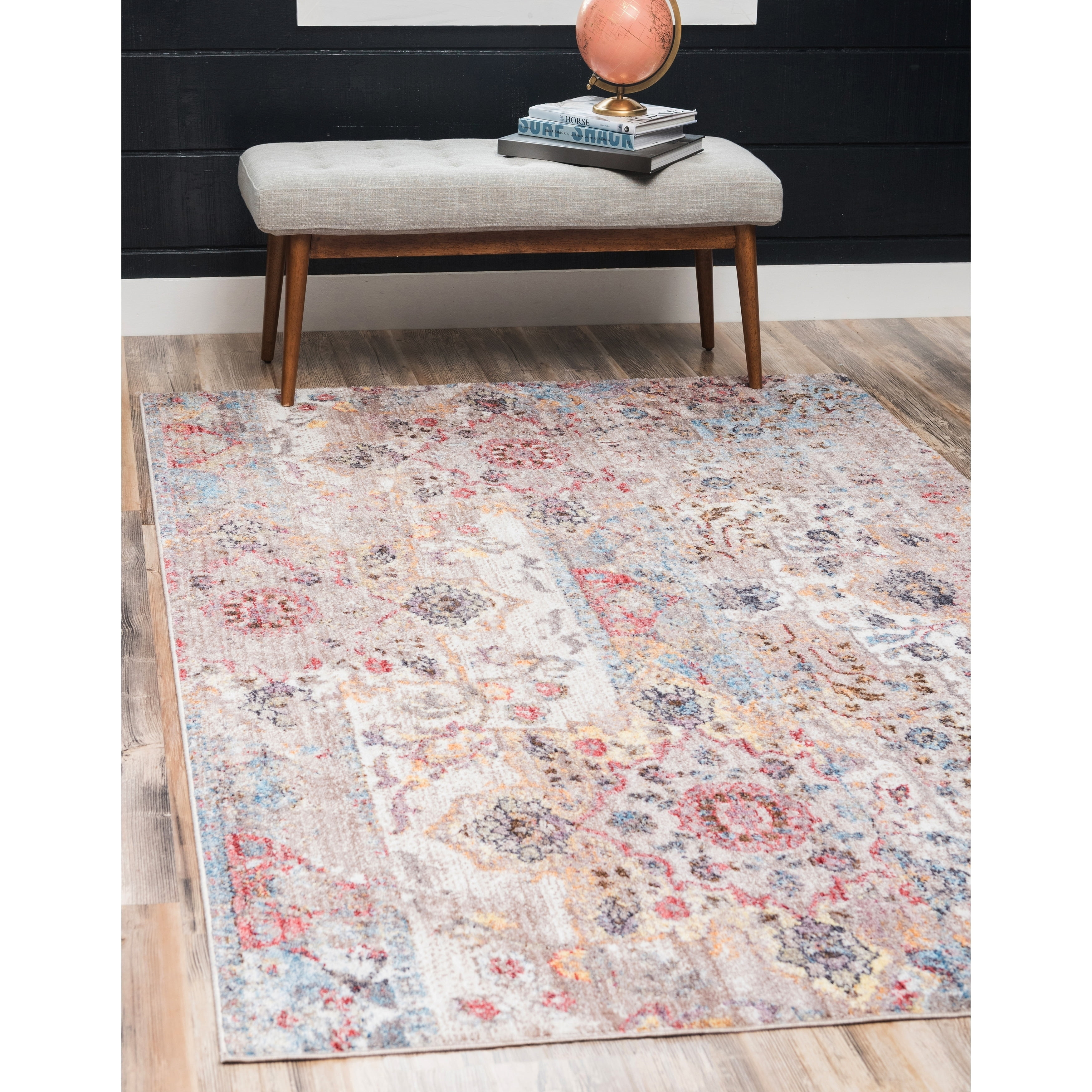 Unique Loom Real Basilica Contemporary Distressed Area Rug or Runner