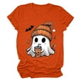 thumbnail image 4 of mgoYE Halloween Tshirts Women Halloween Shirts for Women Cute Ghost Shirt Fall Pumpkin Tshirt Coffee Graphic Tees casual Short Sleeve Tops(Orange,S), 4 of 5