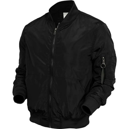 Mens Rambler Brown Bomber - Mens MA-1 Bomber Flight Jacket Slim Lightweight Windbreaker