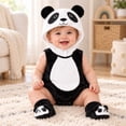 thumbnail image 6 of REDARER Baby Cartoon Panda Romper 3 Piece Set Sleeveless Hooded Bodysuit with Matching Hat and Socks Soft Fleece Snap Crotch Costume Outfit for Infant Christmas Photoshoot Holiday Gift,9-12 Months, 6 of 8