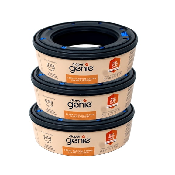 Diaper Genie Bags Refills 270 Count (Pack of 3) Clean Laundry Scent | Diaper Pail Refills with Max Odor Lock | Holds up to 810 Newborn Diapers