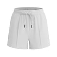 thumbnail image 4 of Byworldtasic Women's Elastic Waist Knee Length Bermuda Shorts with Drawstring Comfort-Fit Casual Shorts, 4 of 6