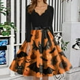 thumbnail image 5 of WTOBBY Women's Elegant V-Neck Slim Fit Halloween Printed Dress with Long Sleeves, Retro Design, and Casual Look for Party Wear and Festive Events ,Yellow 3XL, 5 of 5