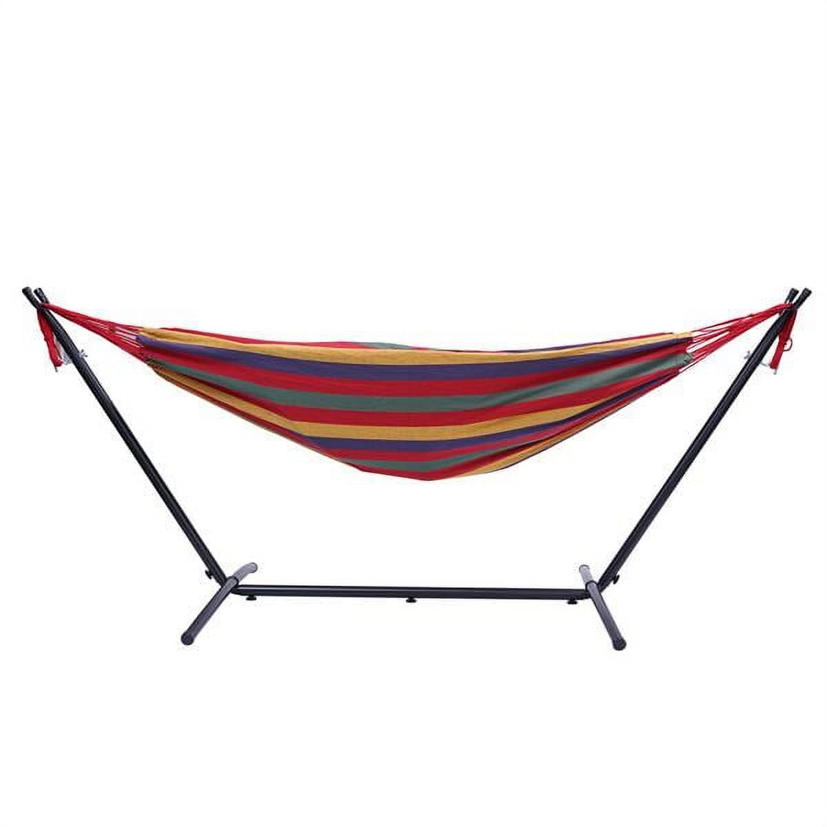 Kepooman Double Cotton Hammock with Space-saving Steel Frame, Classic Hammock (450 Lb Capacity-with Carrying Bag), Red Kepooman Double Cotton Hammock with Space-saving Steel Frame, Classic Hammock (450 Lb Capacity-with Carrying Bag), Red