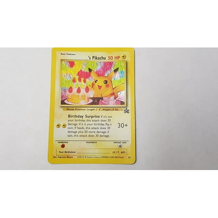 Pokemon Card - Black Star Promo #24 - ______'S PIKACHU (happy birthday pikachu), Ultra Rare Happy Birthday Pikachu Holographic Black Star Promo Card By