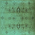 thumbnail image 1 of Ahgly Company Indoor Square Oriental Turquoise Blue Industrial Area Rugs, 7' Square, 1 of 4