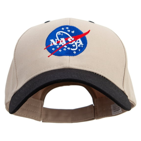NASA Insignia Embroidered Big Size High Profile Twill Cap - Khaki Black XL-3XL