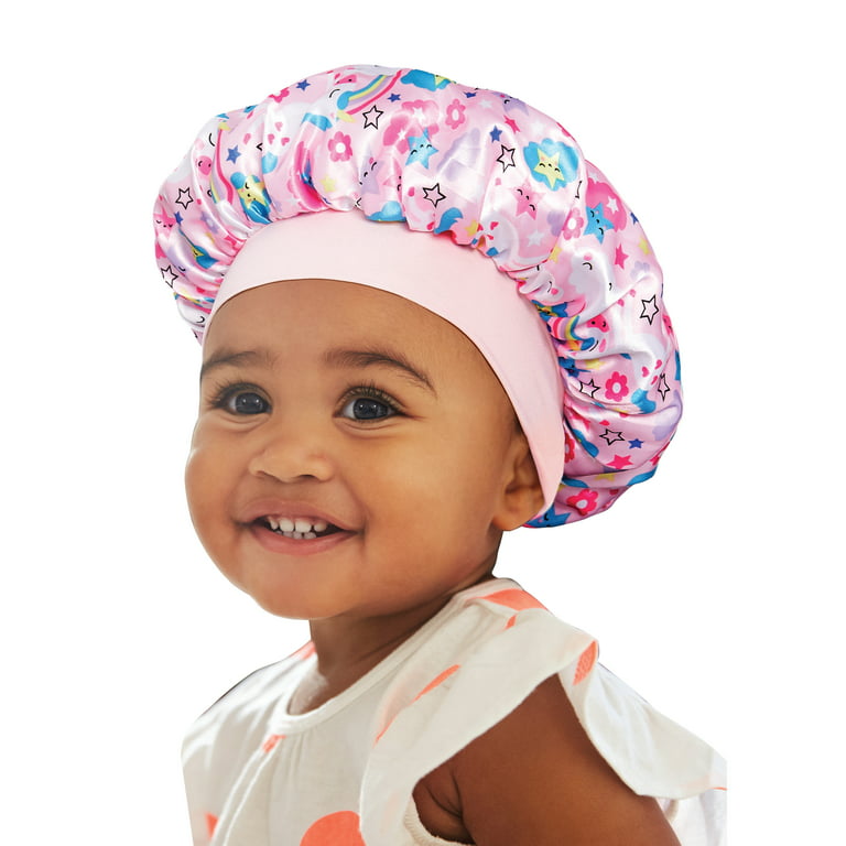 Kiss Colors & Care Silky Satin Hair Bonnet Cap, Wide Edge, Toddler