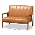 thumbnail image 3 of Bowery Hill Leather Upholstered and Brown finished Wood Loveseat, 3 of 8