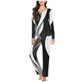 thumbnail image 2 of Zpanxa Womens Pajama Sets 2 Piece Casual Lounge Sets Solid Color Long Sleeve Top Pants Pajama Set Print Pj Sets Sleepwear Black C S, 2 of 5