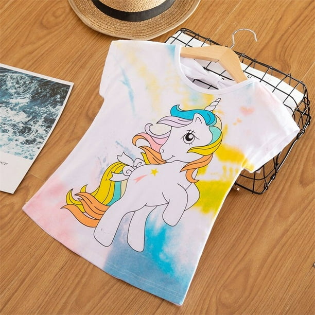 2021 3 5 6 7 8 años, camiseta de unicornio para niñas, camisetas de manga corta para niños, ropa con estampado de dibujos animados para niños, ropa de fiesta de cumpleaños para niños Tan Jianjun unisex