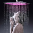 thumbnail image 2 of 12-inch LED Square Shower Head Rainfall Ultra thin Top Sprayer Brushed Nickel, 2 of 13