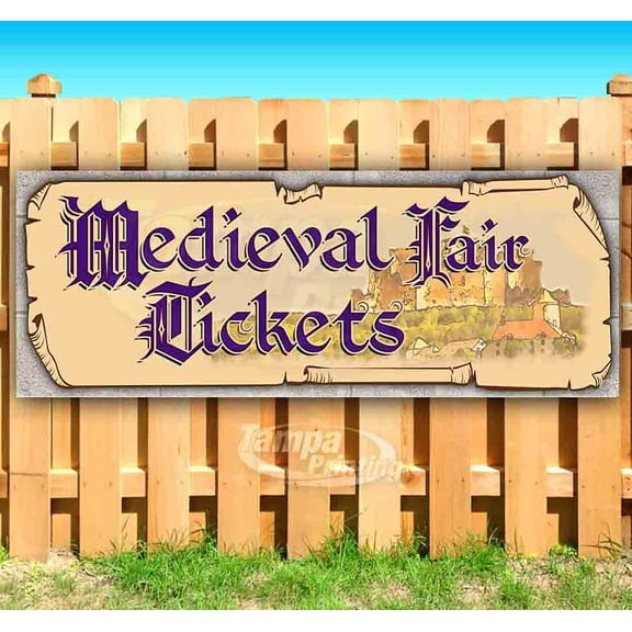 Medieval Fair Tickets Castle Purple Text 13 oz Vinyl Banner With Metal Grommets