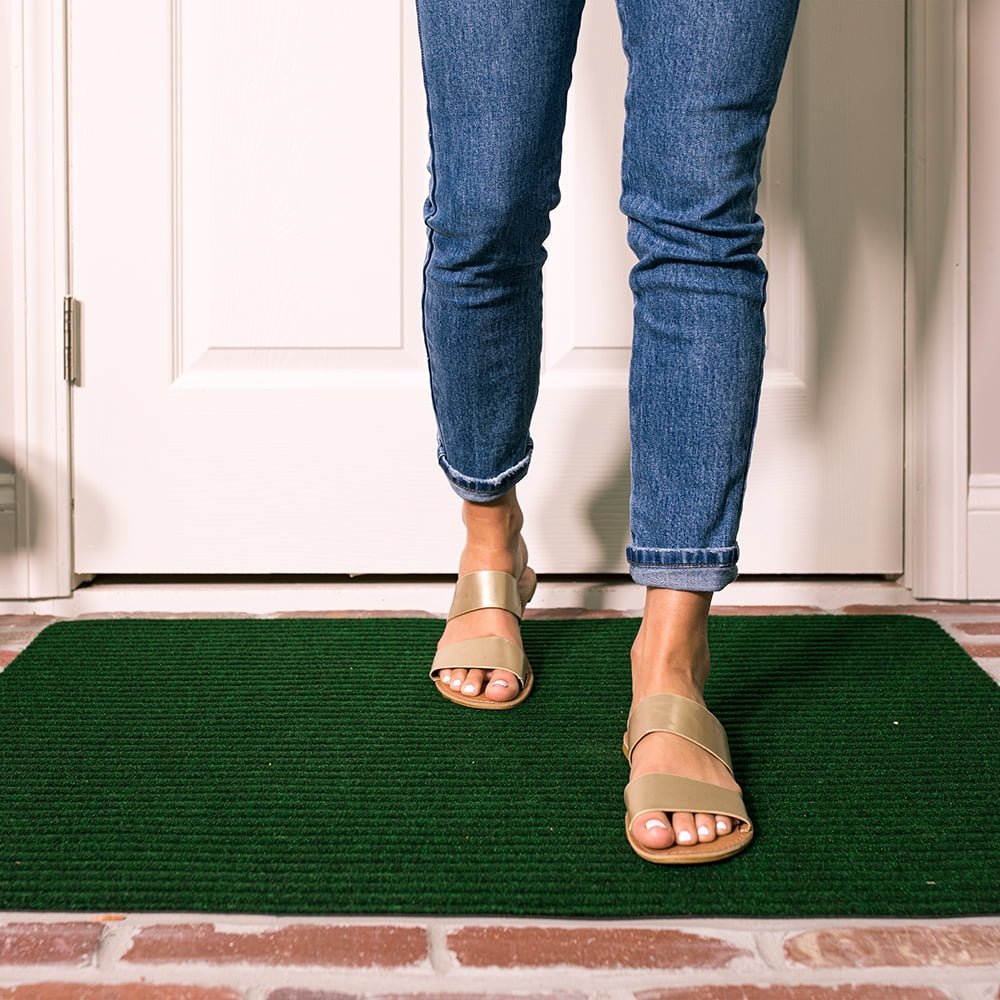 Mohawk Home All Purpose Low Pile Non-Slip Indoor/Outdoor Stain/Fade Resistant Ribbed Mat, Green, 2' x 3'