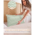 thumbnail image 5 of Hokiten Pillow Cases Queen Size Set of 2, Couch Pillow Covers, Sage Green Satin Pillowcases with Zipper for Hair/Skin, Pillow Protector Cover, Modern Abstract Waves Water Ripple Striped 20x30 Inches, 5 of 6