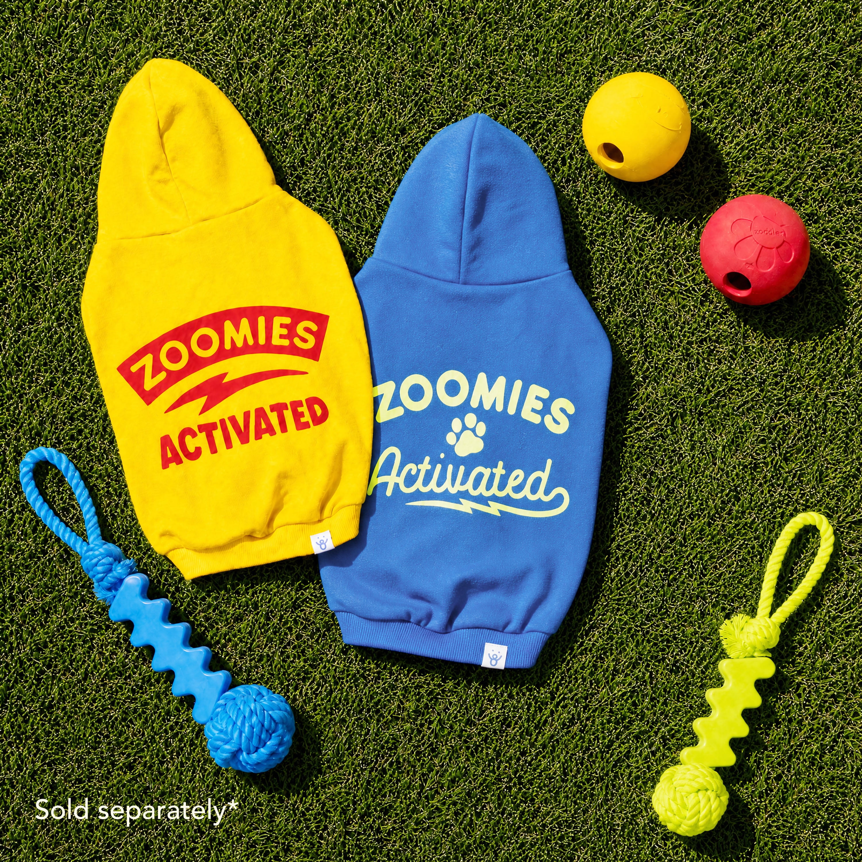 Oodles Zoomie Activated Fall Dog Hoodie, Blue, Medium