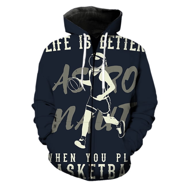 Sudadera con capucha y cremallera para hombre, diseño de astronauta de dibujos animados, unisex, estilo Harajuku, con capucha, manga larga, gran tamaño, con estampado 3D, estilo hip hop.
