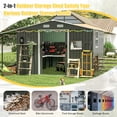 thumbnail image 6 of 10x12 FT Outdoor Storage Shed with Sliding Doors, Extra Large Metal Shed with Open Firewood Bay, Outside Steel Tiny House for Garden, Backyard, Patio Utility, Tool Storage, Dark Gray, 6 of 9
