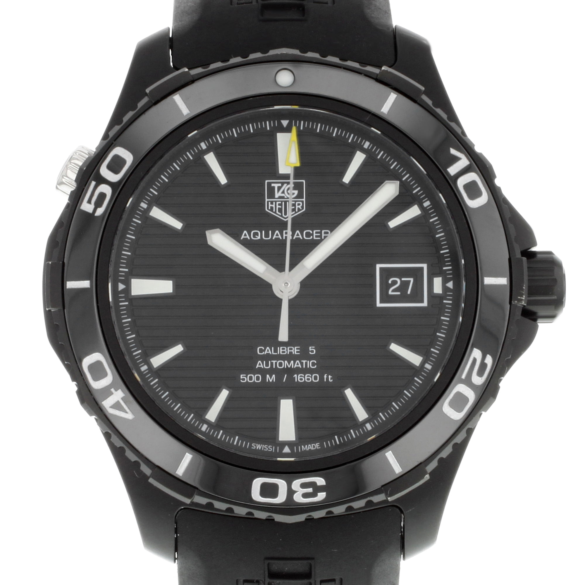  TAG Heuer Men's WAK2180.FT6027 Aquaracer Analog Display Swiss  Automatic Black Watch : Clothing, Shoes & Jewelry
