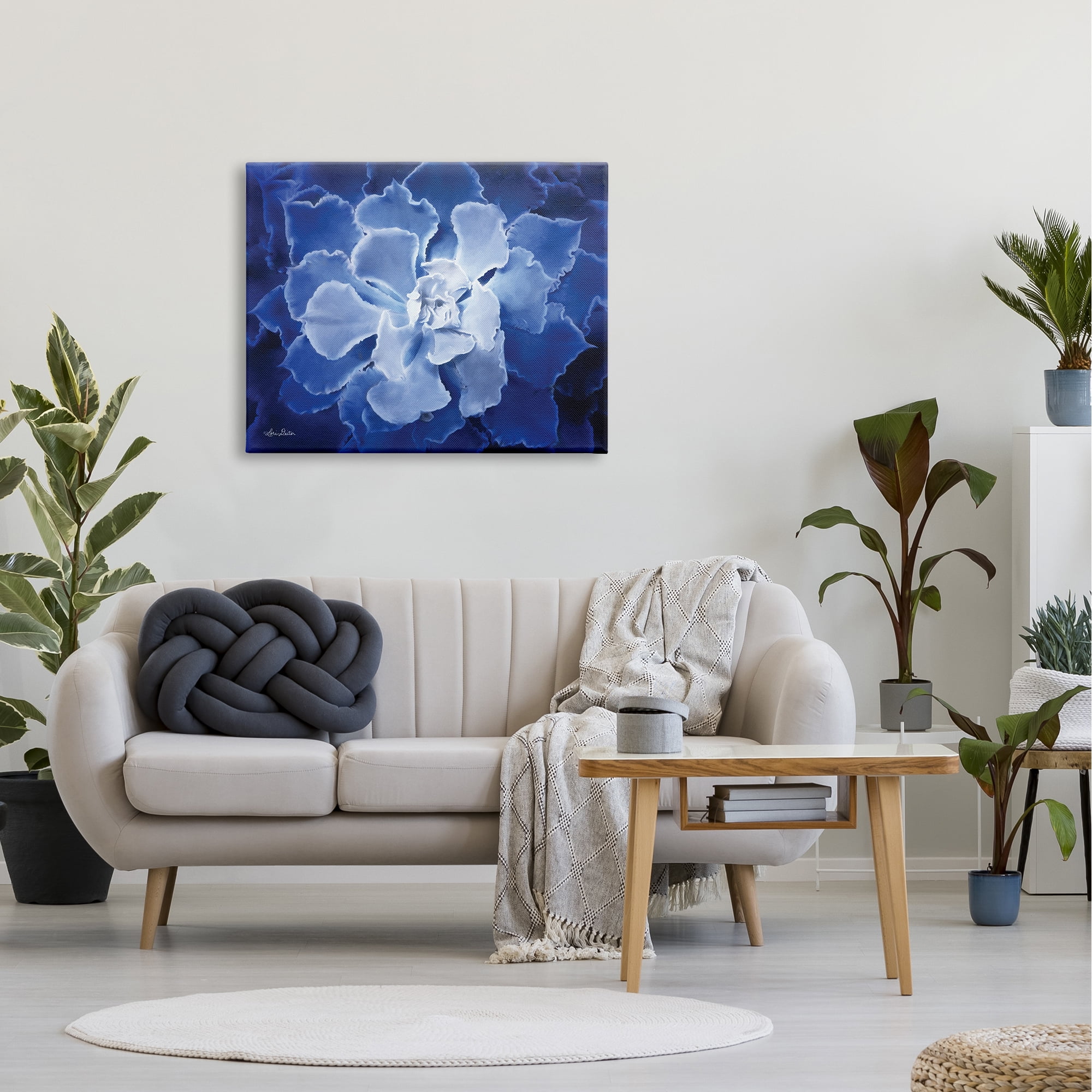 Stupell Industries Ice Wind Petal Pattern Blue Monochromatic Plant Photograph,40 x 30, Design by Lori Deiter