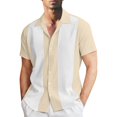 thumbnail image 1 of Mens Fashion And Leisure Color Matching Lapel Button Half Sleeve Shirt T Shirt Short Sleeve Shirt, 1 of 5